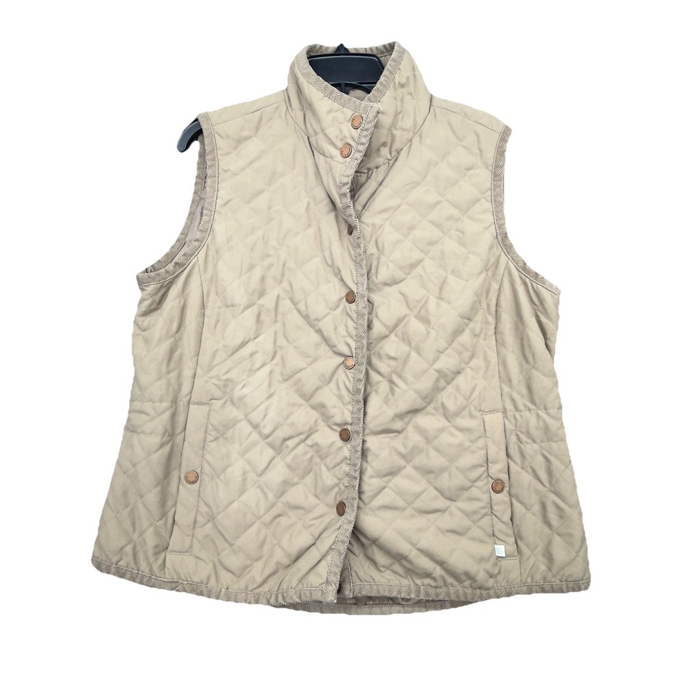 Liz Claiborne Quilted Puffer Sweater Vest Womens Size Large Brown